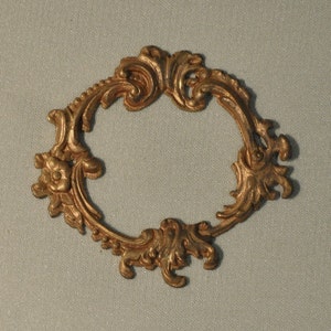 Vintage French Ornate Louis XV Baroque Style Brass Open Back Portrait Setting 54J