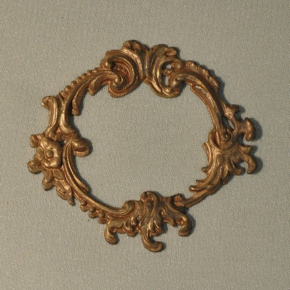 Vintage French Ornate Louis XV Baroque Style Brass Open Back Portrait Setting 54J
