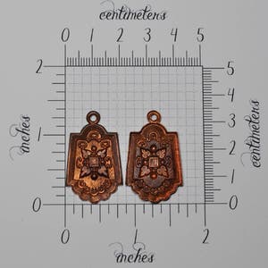 Vintage French Locket or Watch Fob Findings Ornate Shield Raw Gingerbread Brass Stampings 2 Pieces 479J image 3