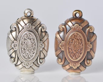 Vintage French Watch Fob Ornate Pendant Charm Assemblage Jewelry Antique Rose Gold or Sterling Silver Finished Brass 1 Piece 606J