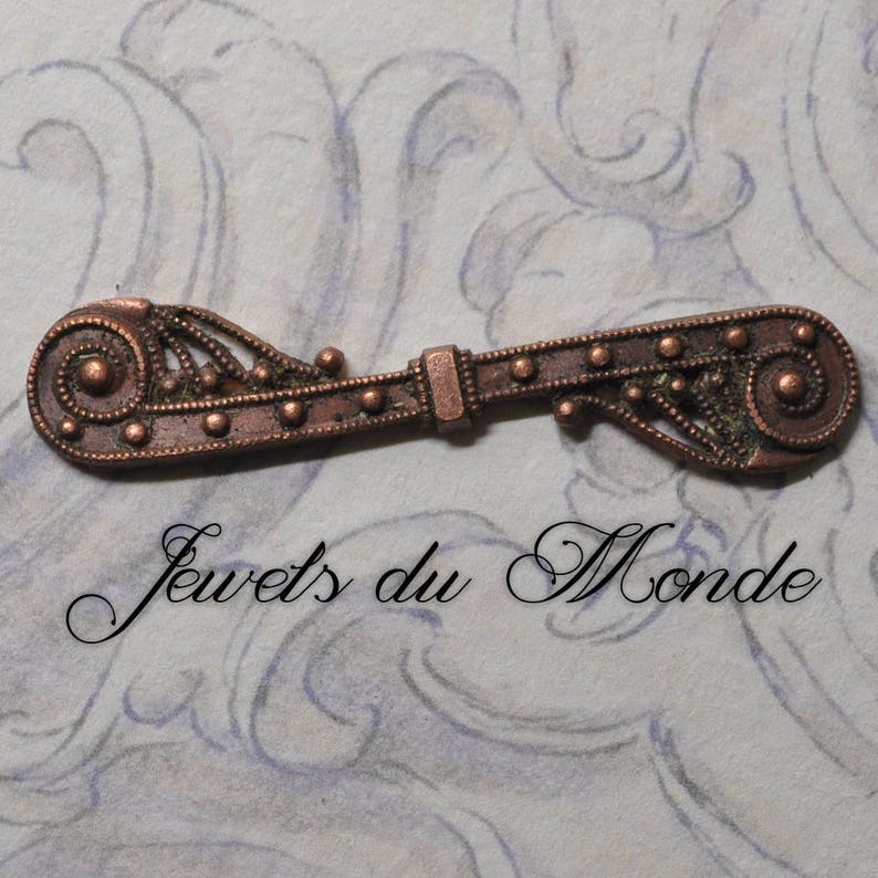 Vintage French Byzantine Style Thick Raw Brass Die Casting Bar Pin Barrette or Brooch Finding 1 Piece 349J