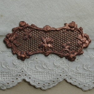 Vintage French Honeycomb Filigree Brass Stamping Ornate Baroque Floral Brass 1 Piece 578J
