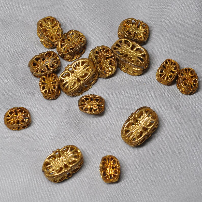 Large Antique Filigree Dapped Dome for Enameling French Lace Raw Brass 1 Piece 394J