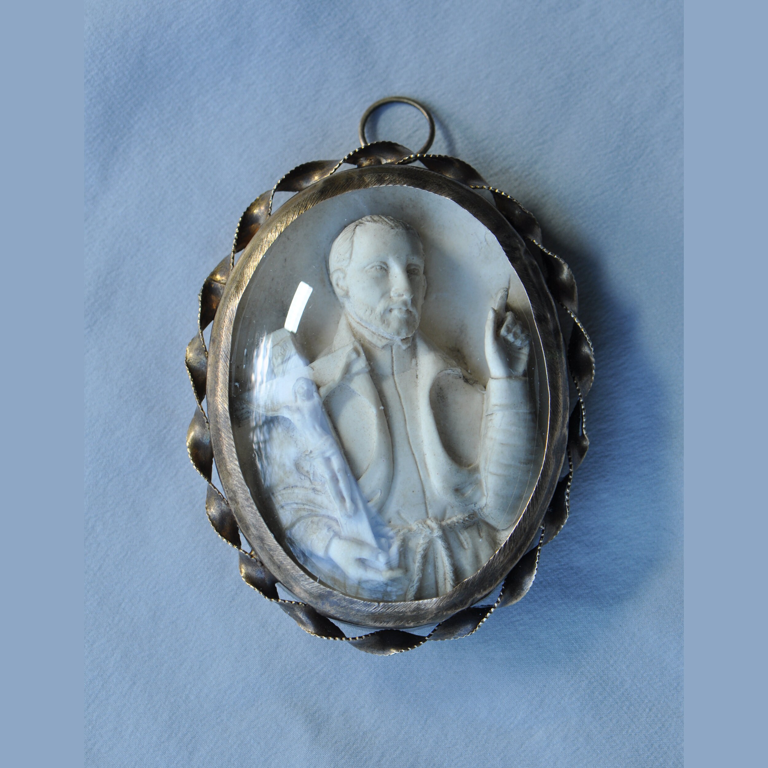 Antique Meerschaum Male Saint Holding A Crucifix Cross St. John Andrew Francis