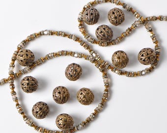 Vintage Brass Filigree Round Beads. ( 20 Peices per Price