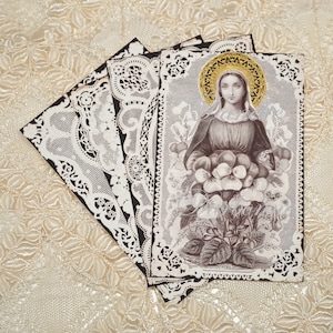 Riproduzioni di antiche immagini di santini francesi raffiguranti la Vergine Maria, il Sacro Cuore, originali realizzati in Francia D001