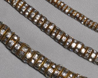 4 mm, 6 mm or 8 mm 20 Pieces Rhinestone Rondelle Beads Vintage Style Antique Gold Tone