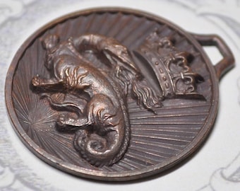 2 Sizes Vintage French King François Premier Salamander Symbol Medal Pendant Charm Art Deco Medal Made in France 1 Piece 491J - 492J