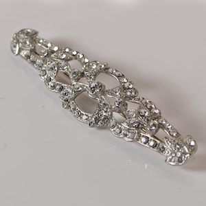 Stor vintage broschkruka i metall och klister från 1940-talet, renoverad, silverfärgad, tillverkad i USA, 1900-tal