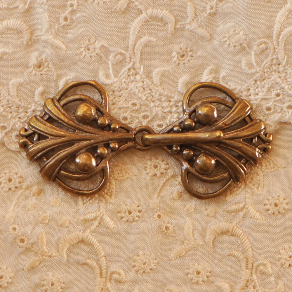 Antiqued Brass Hook and Eye Clasp Closure up to 5 Strand for Etsy