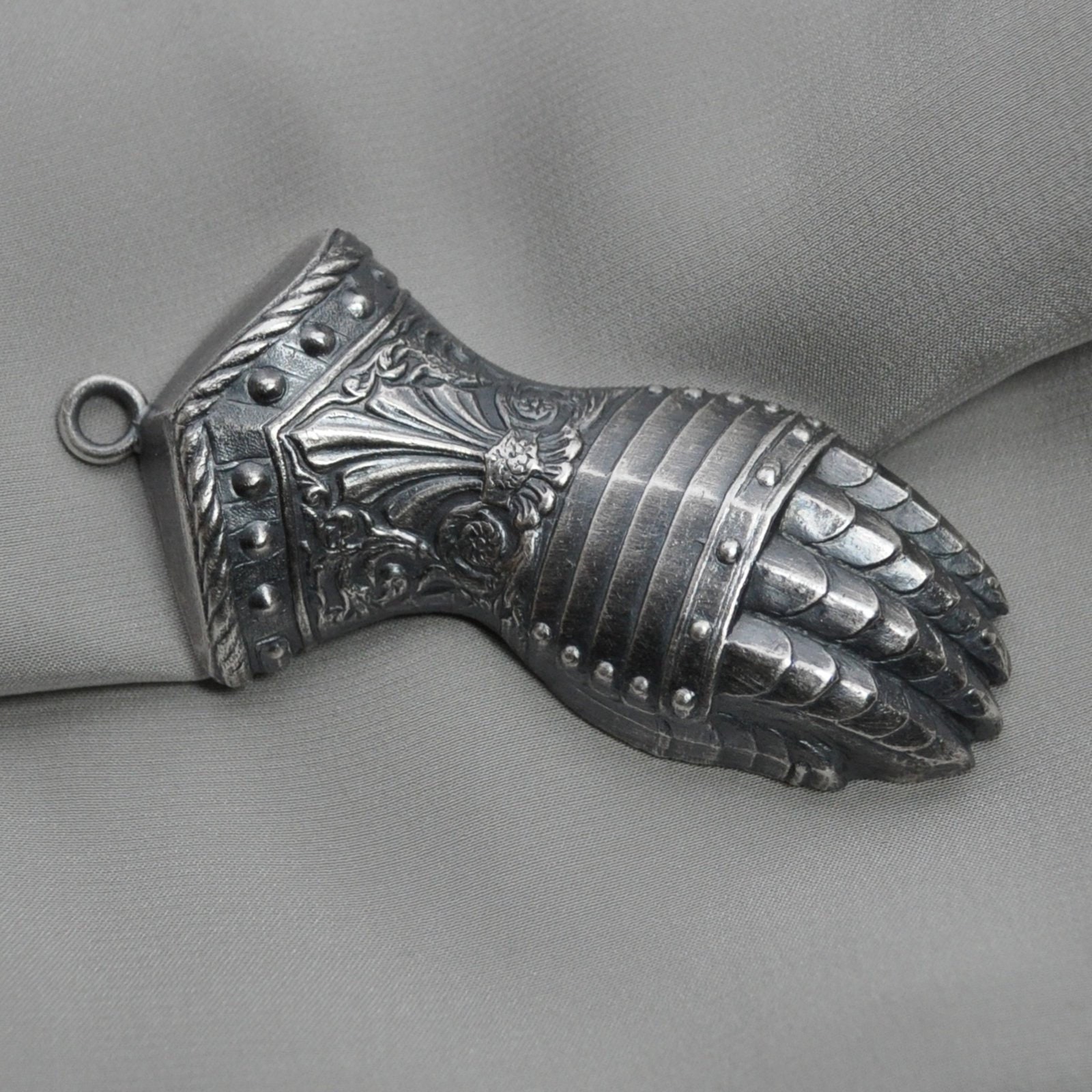 French Medieval Style Knights Armor Hand Pendant Brass