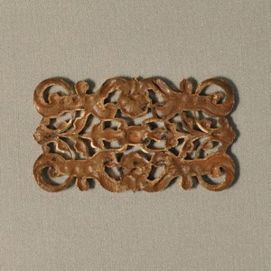 Vintage French Filigree Bracelet Link Gold Toned Thick Raw Brass Stamping 1 Piece 44J image 5