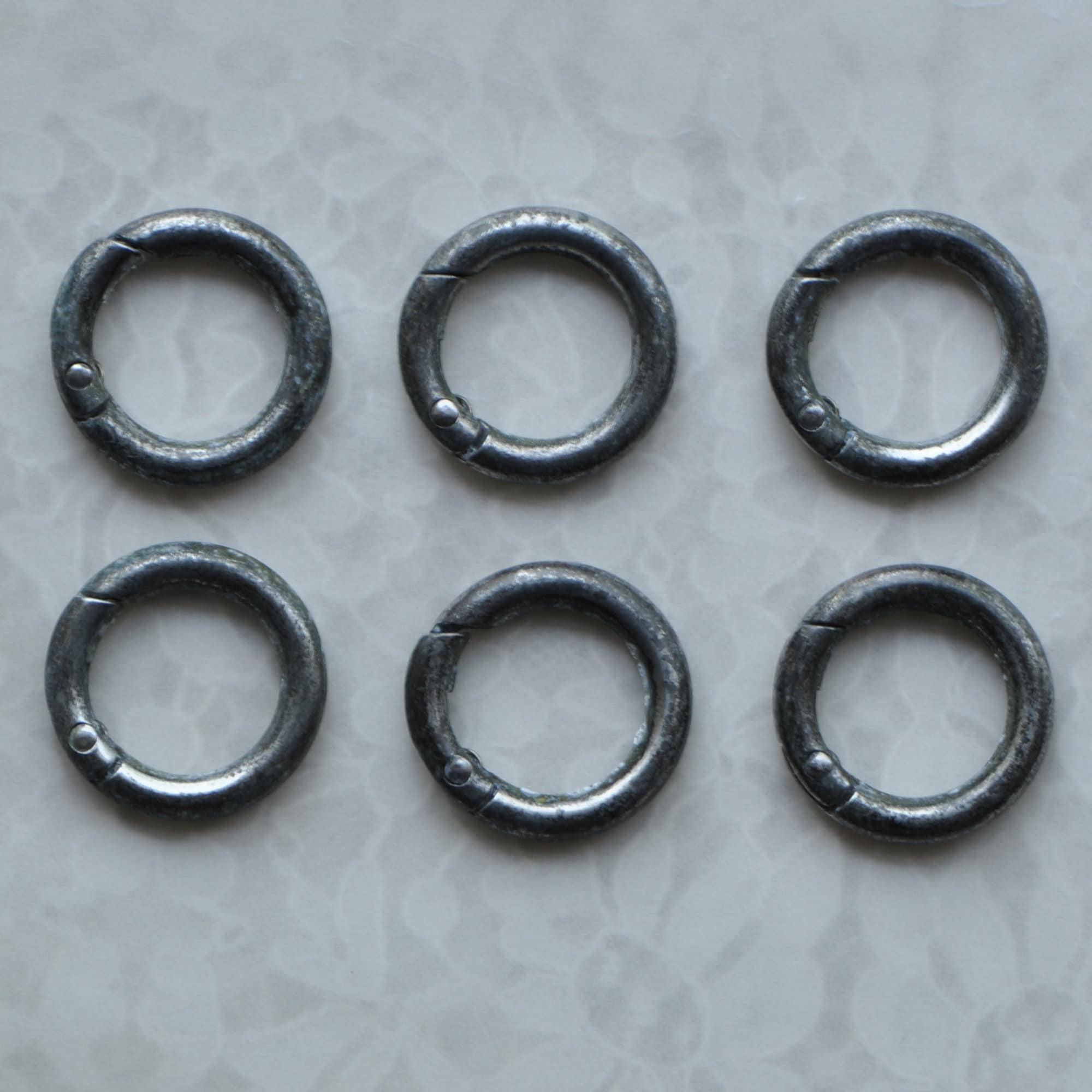Large Antiqued Silver Tone Spring Rings Clasps Vintage Style 6 Pieces ...