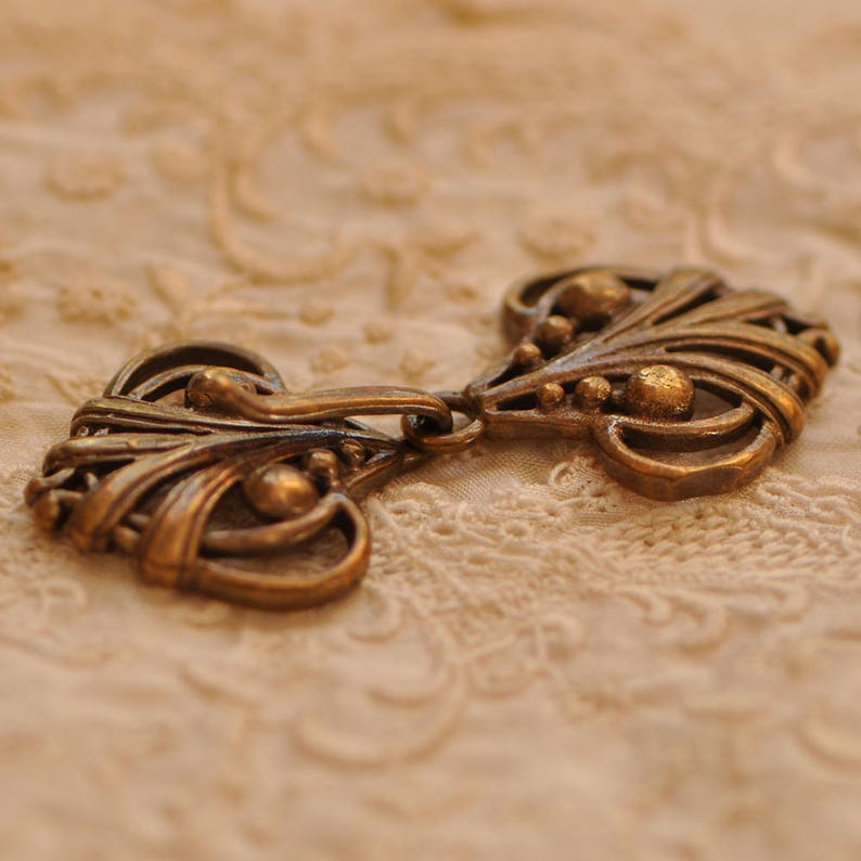 Antiqued Brass Hook and Eye Clasp Closure Jusquà 5 Brin pour Collier Bracelet 1, 2 ou 4 Pièces image 5