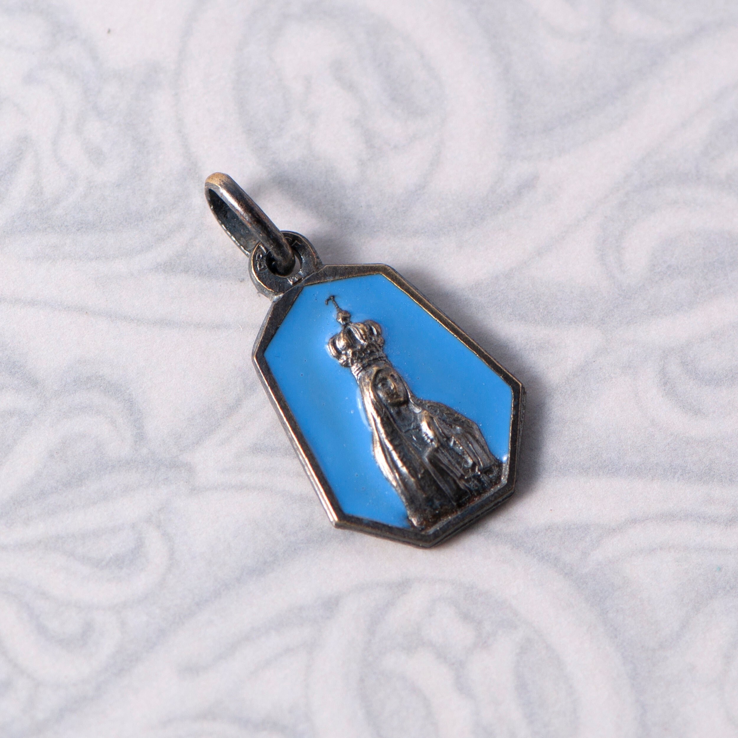 Authentique Art-Déco Original Médaille Italienne Mère Vierge Marie Pendentif Chrétien Catholique Ann