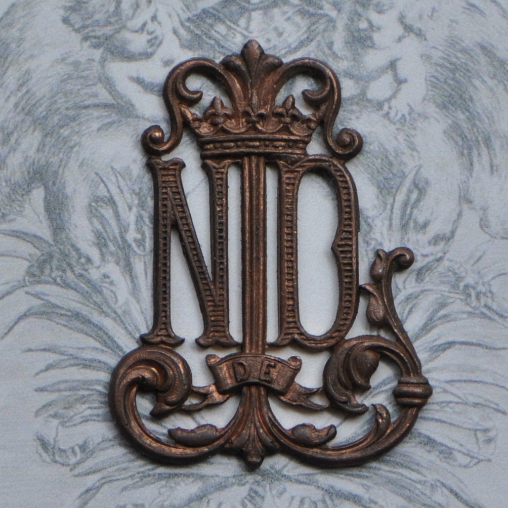 Vintage French Notre Dame De Lourdes Monogram Pendant Our Lady - Etsy