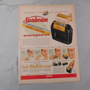 Sunbeam Hollow Ground Blade -- Electric Shavemaster Razor -- Ad