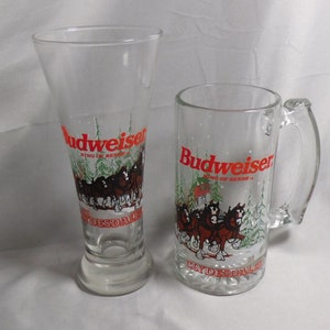 Budweiser Christmas Beer Mug and Pilsner Glass
