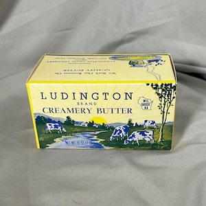 Ludington Brand Creamery Butter  --  NOS Unused Butter Carton  --  One Pound Butter Box