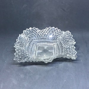 Indiana Glass Diamond Point Ruffled Edge Square Dish