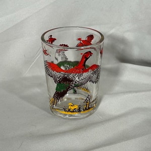 Hazel Atlas Pheasants  --  Double Shot Glass