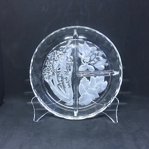 Three Part Relish Dish Embossed with Celery, Olives and Pickles