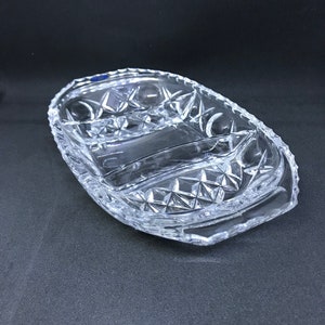 Bohemia Czech Republic Lead Crystal Three-Part Divided Dish, Serving Tray, Candy or Nut Dish