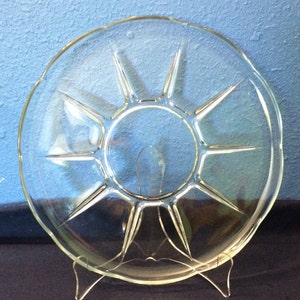 Glass Serving Plate, with Star Pattern and Scalloped Edge
