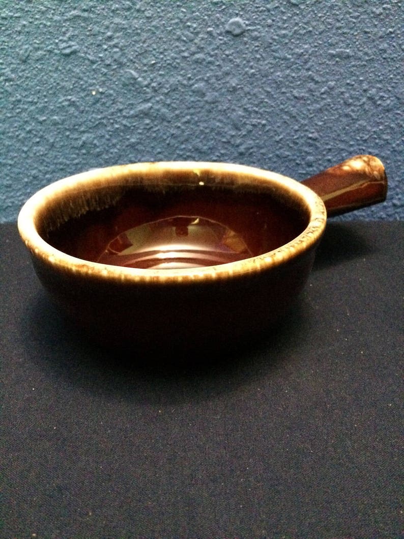 Mccoy Brown Drip Handled Soup Bowl Etsy