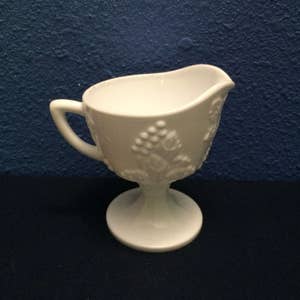 Indiana Glass Harvest Milk Glass Footed Creamer