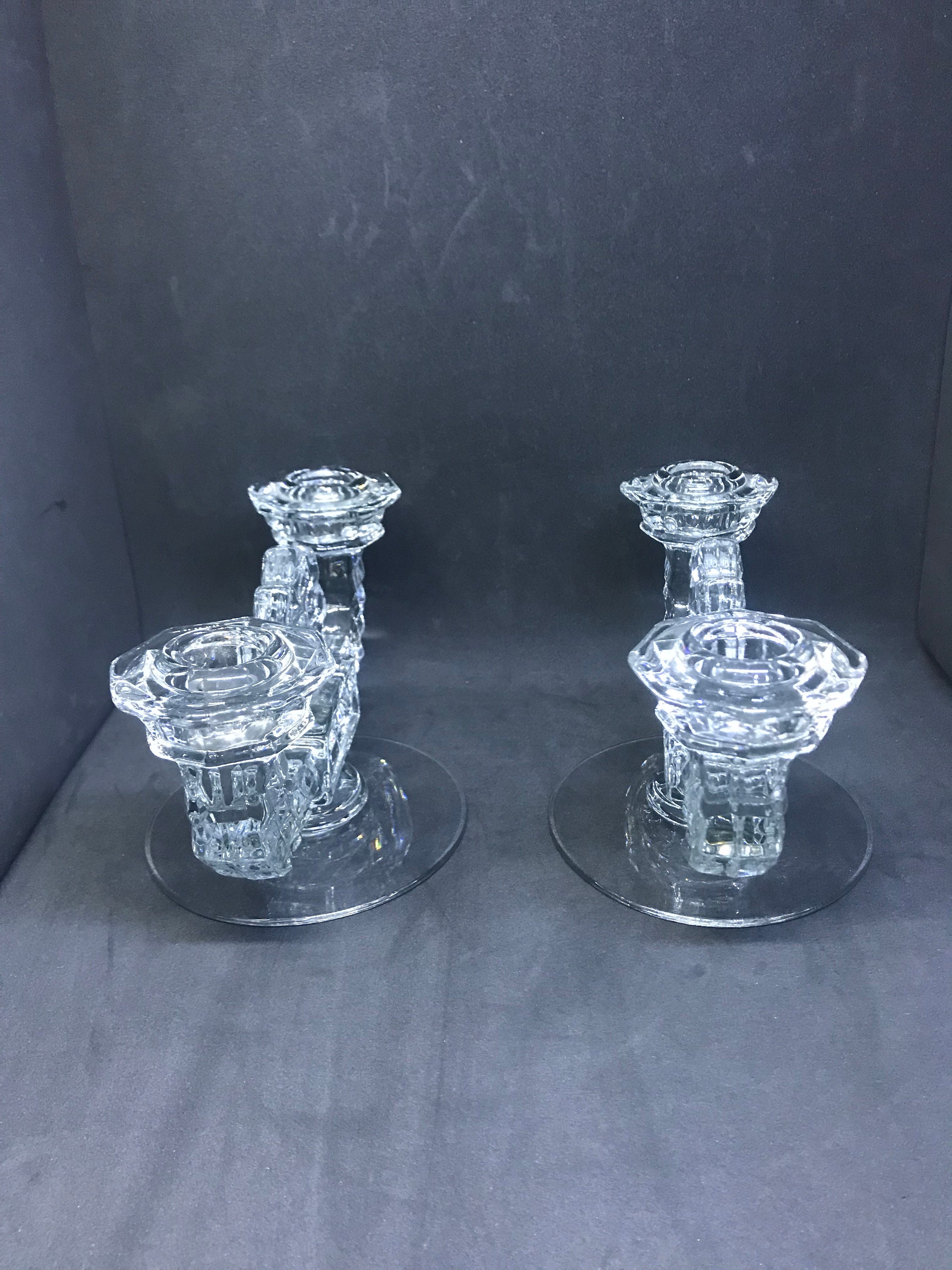 Fostoria Glass American Double Candle Holders Pair Etsy