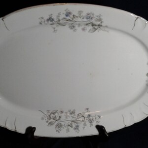 Ironstone China Serving Platter, with Blue and Pink Flowers