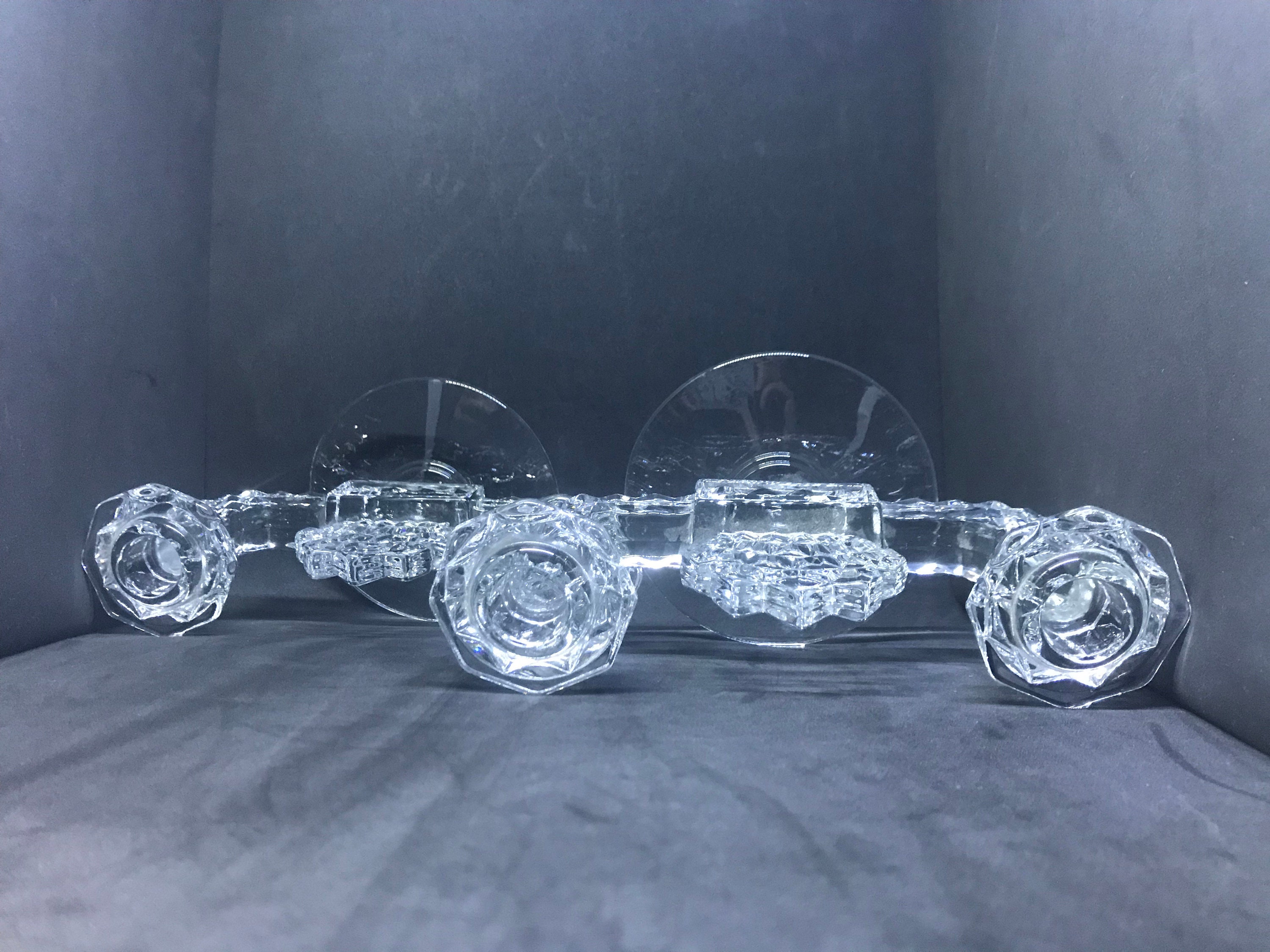Fostoria Glass American Double Candle Holders Pair Etsy
