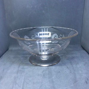 Etched Glass Footed Bowl