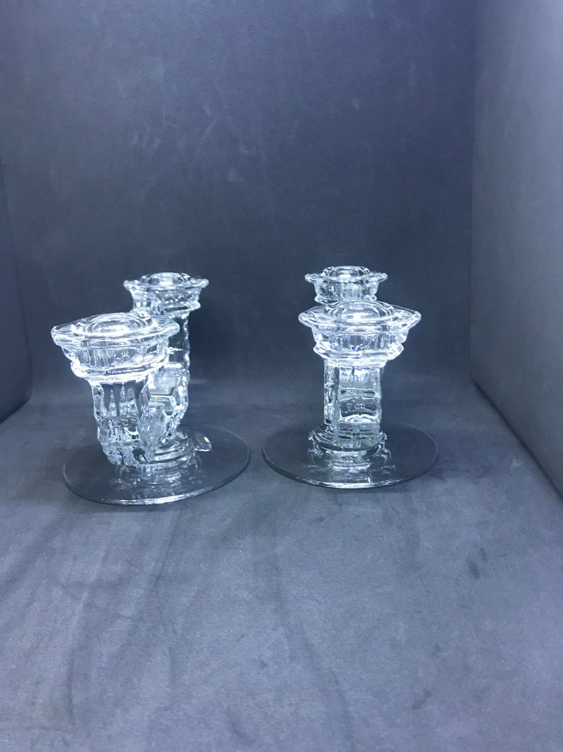 Fostoria Glass American Double Candle Holders Pair Etsy UK