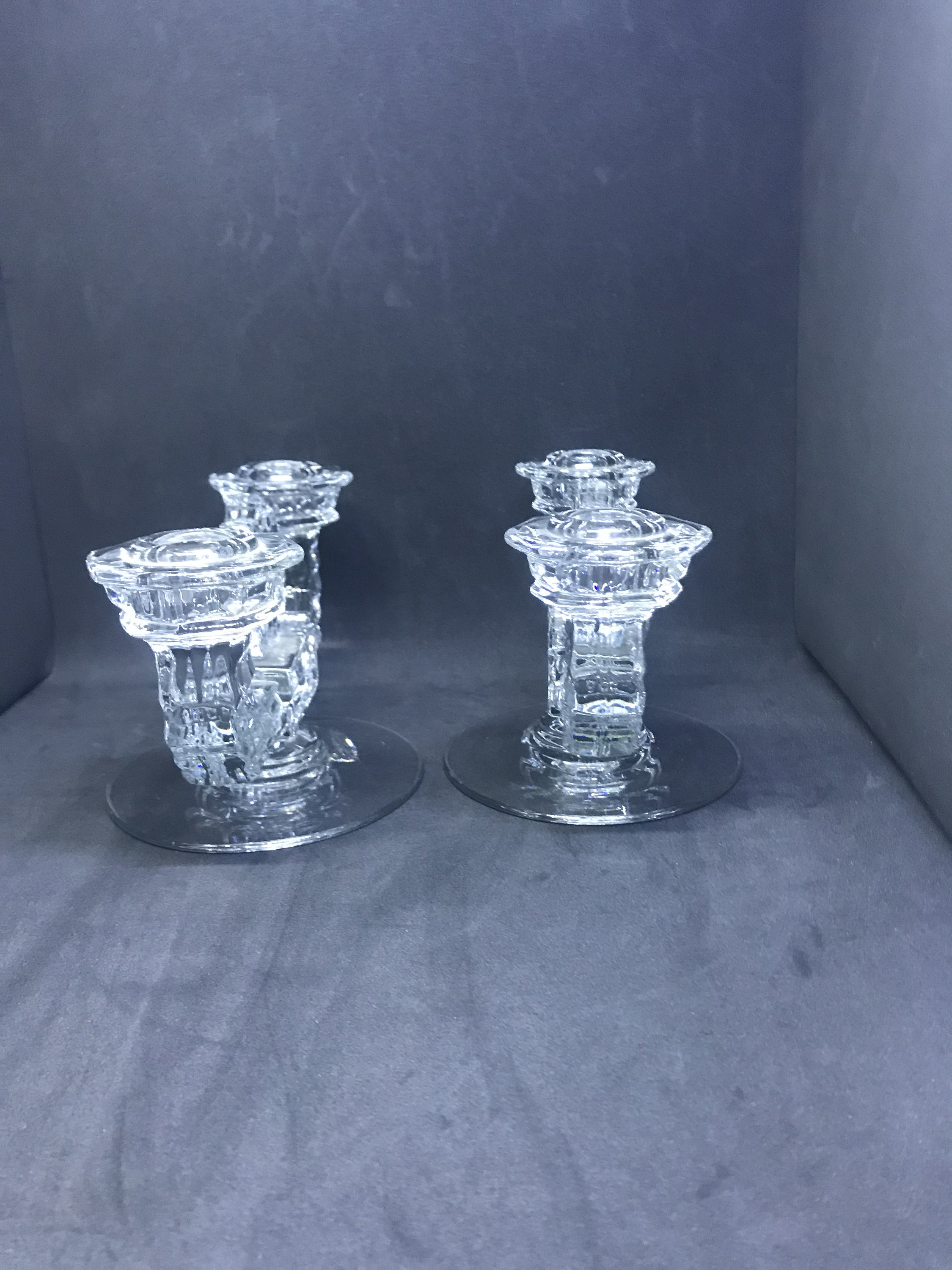Fostoria Glass American Double Candle Holders Pair Etsy