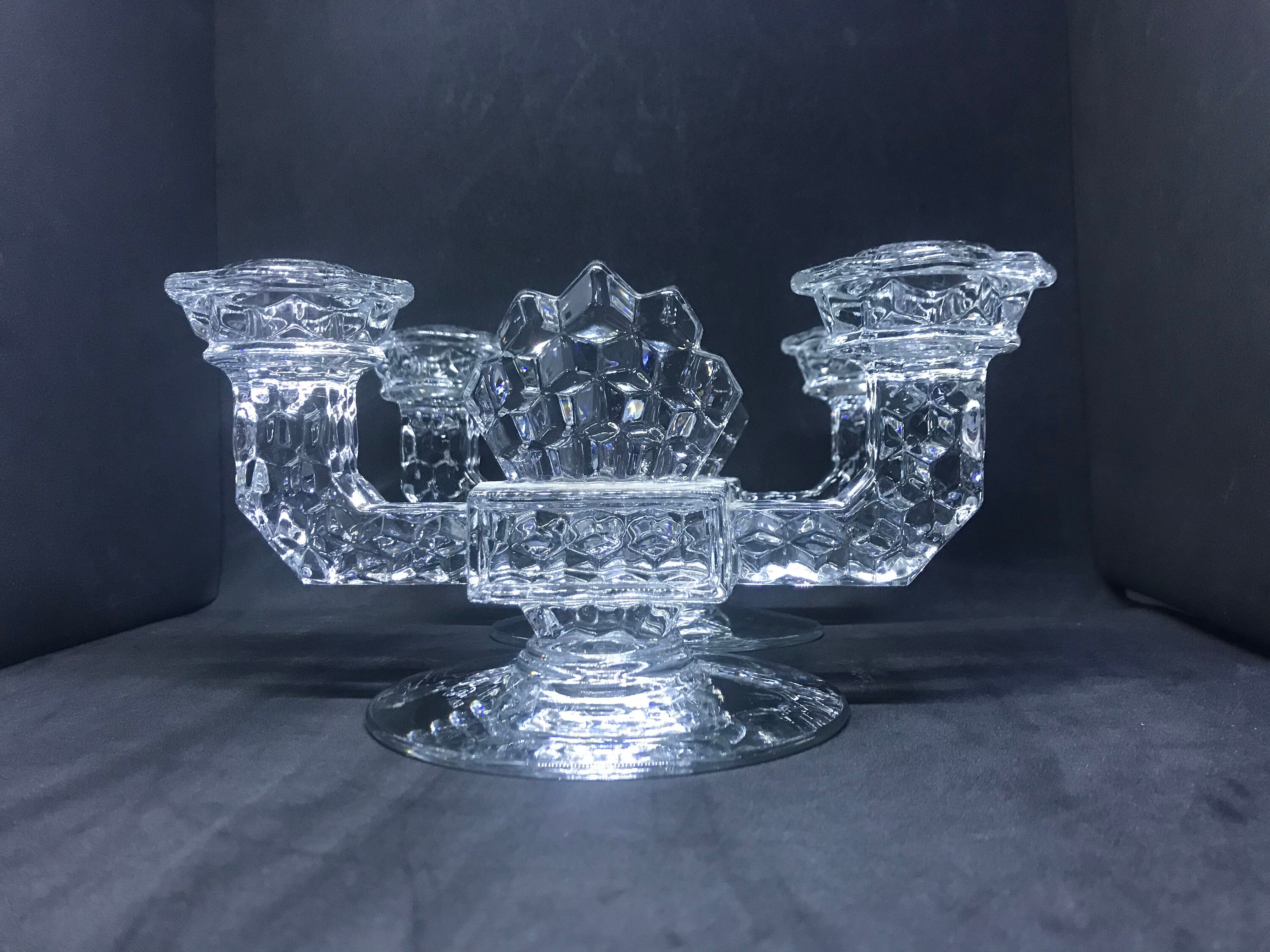 Fostoria Glass American Double Candle Holders Pair Etsy UK