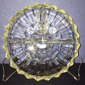 Pressed Glass Three Part Relish Tray