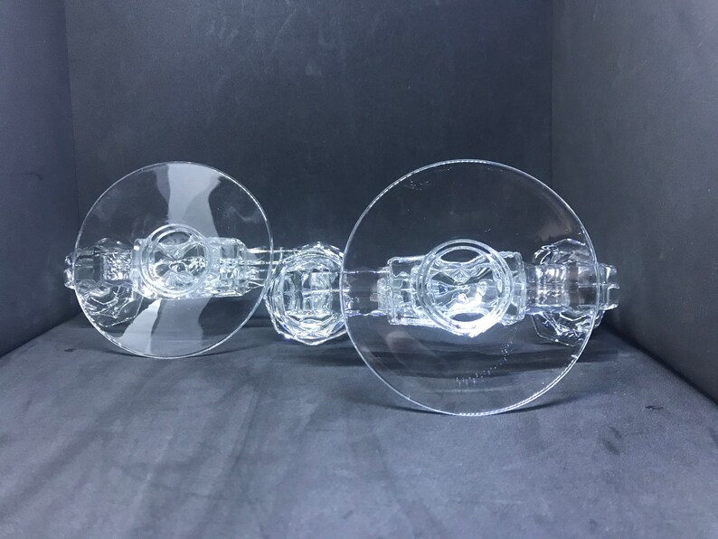 Fostoria Glass American Double Candle Holders Pair Etsy