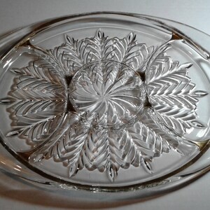 Jeannette 5-Part Divided Relish Tray, with Gold Trim, Feather Pattern