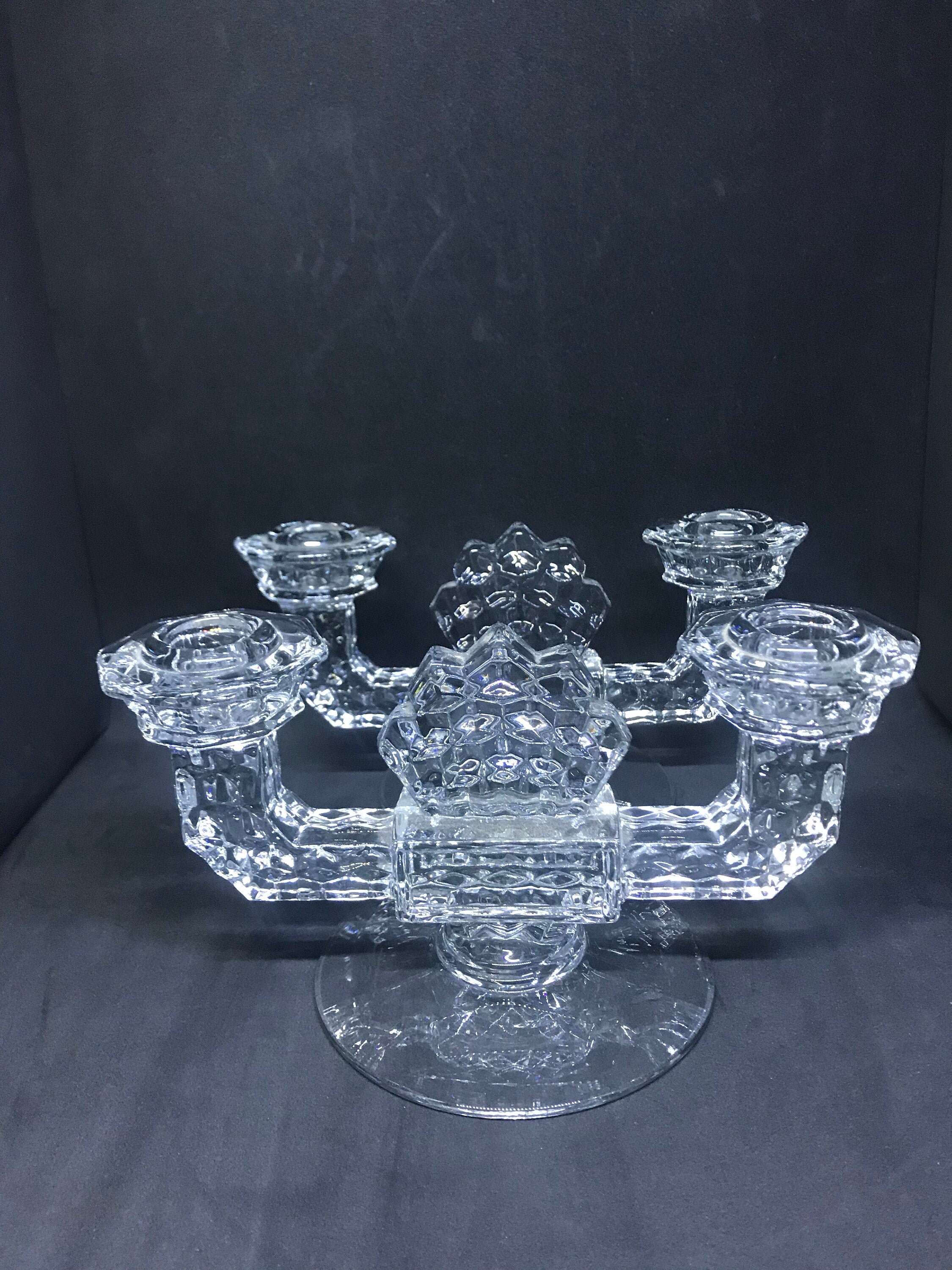 Fostoria Glass American Double Candle Holders Pair Etsy