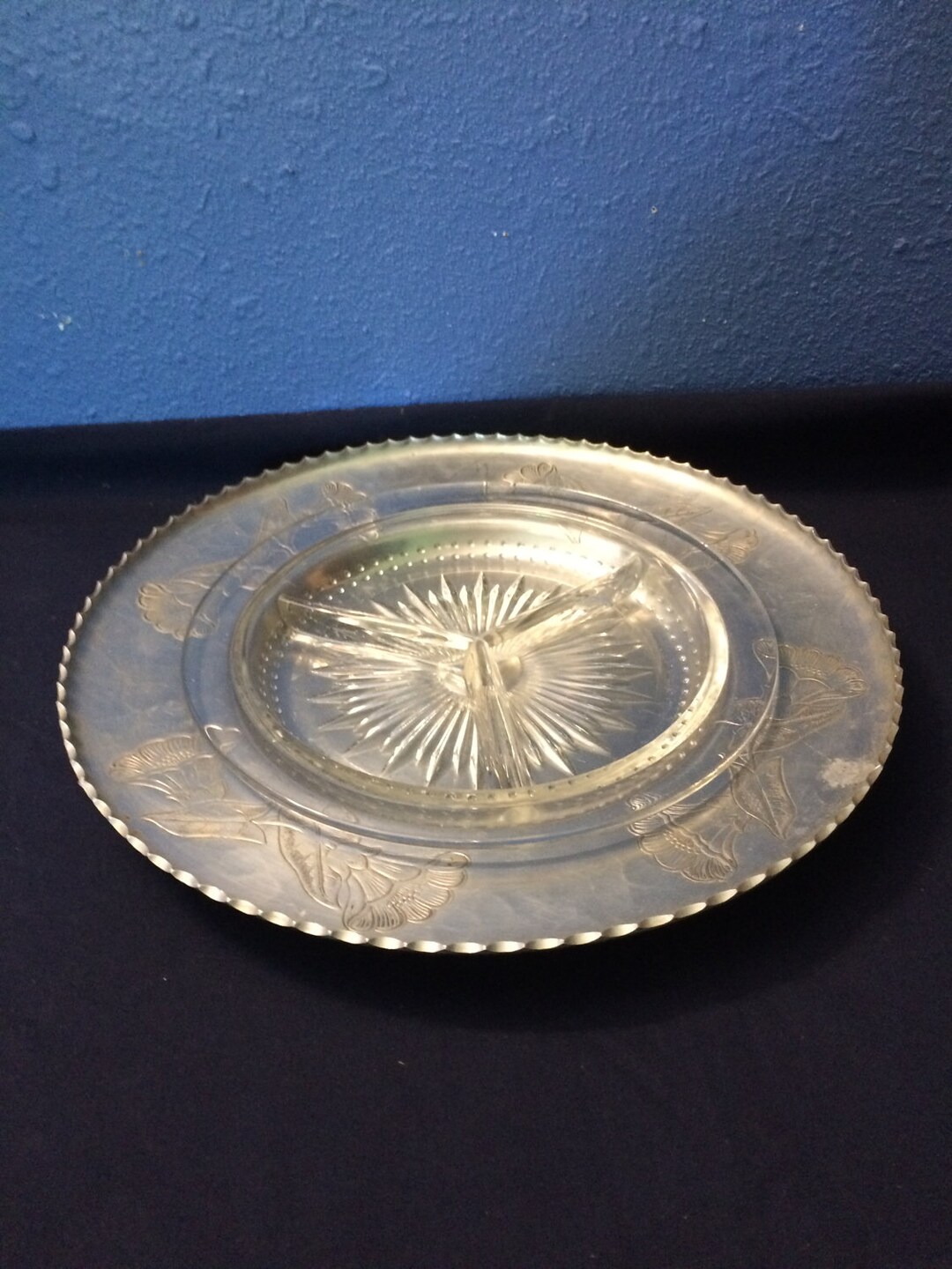 Farberware Wrought Aluminum Serving Tray With 3part Divided Etsy