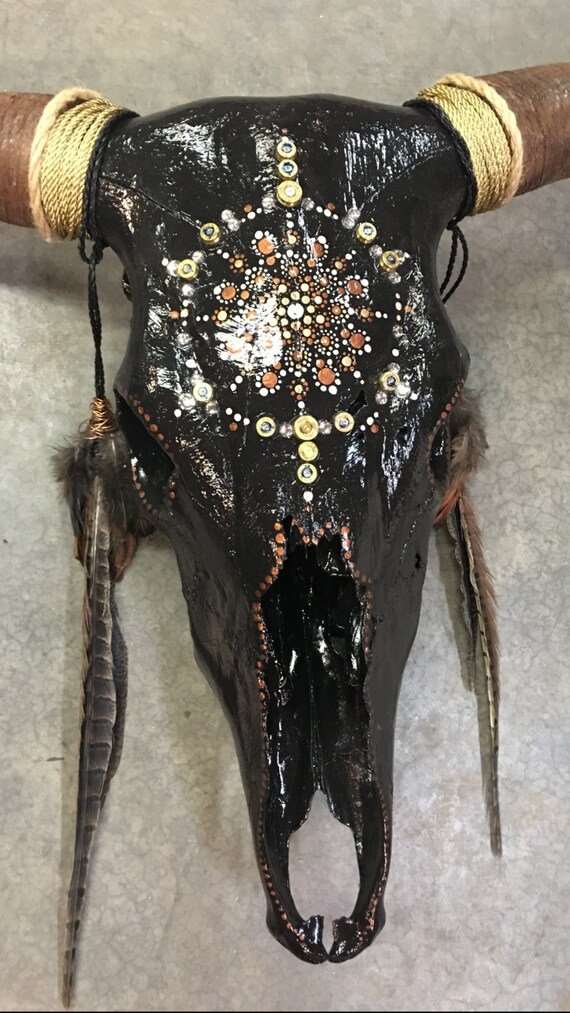 Authentic Hand painted cow skull wall art Etsy