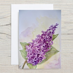 Carte lilas - carte de voeux - carte florale - carte pour maman - carte 7 x 5 - carte fleur - carte vierge - fleur violette - lilas - fleurs de printemps