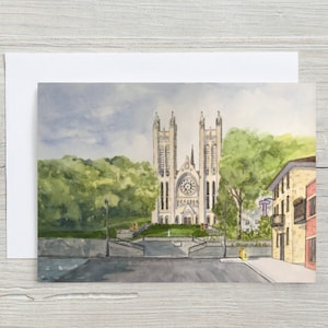 Carte Basilique Notre-Dame de Guelph - église historique - monument de Guelph - carte d'art - carte vierge - carte de voeux 5 x 7 - carte aquarelle