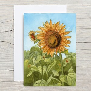 Carte d'amis tournesol - carte verticale 5 x 7 - carte vierge