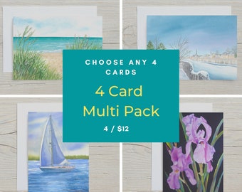 4 Card Multi-Pack - 5x7 greeting cards - your choice of cards - Christmas cards - scenery cards - floral cards