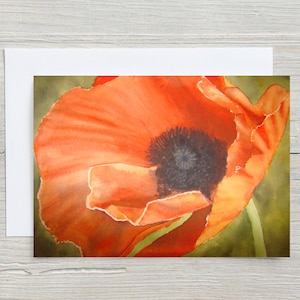 Carte coquelicot orange - carte de voeux - carte florale - carte pour maman - carte 5 x 7 - carte fleur - carte vierge - fleur d'oranger - coquelicot - jardin