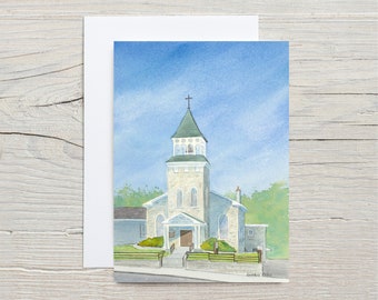 St Mary's Catholic Church card -  fine art card - church - watercolour card - Hespeler - summer - Cambridge - greeting card - 5x7 blank card