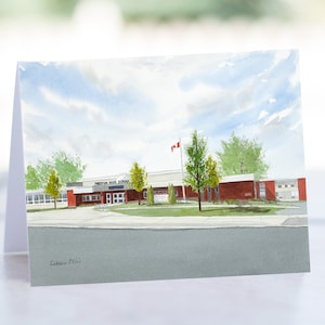 Carte Preston High School - carte horizontale 5 x 7 - carte vierge - Cambridge Ontario - Waterloo Board of Education - carte pour enseignant
